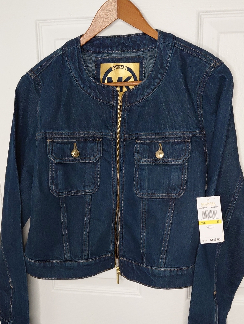 Michael Kors Girls Navy Blue Denim Zip Jacket